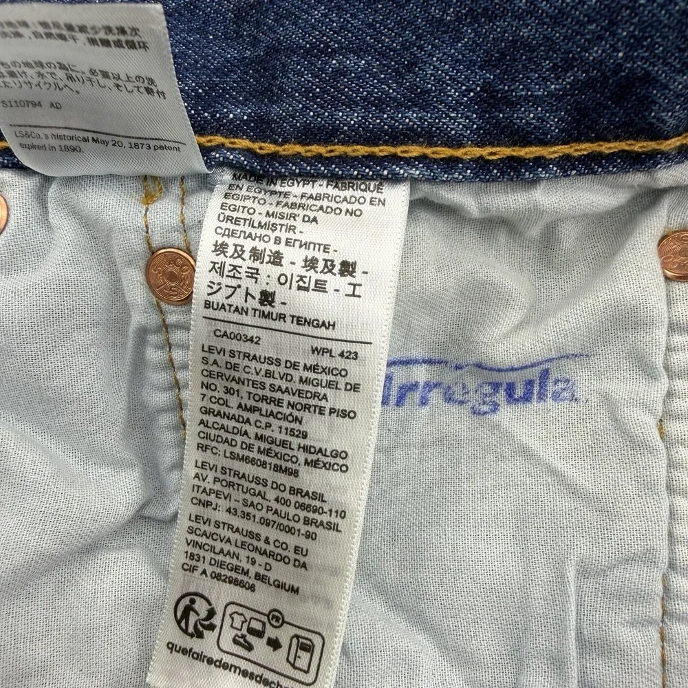 Levis 501 Original Fit Jeans Mens 52x27 Big & Tall Dark Wash Blue Button Fly